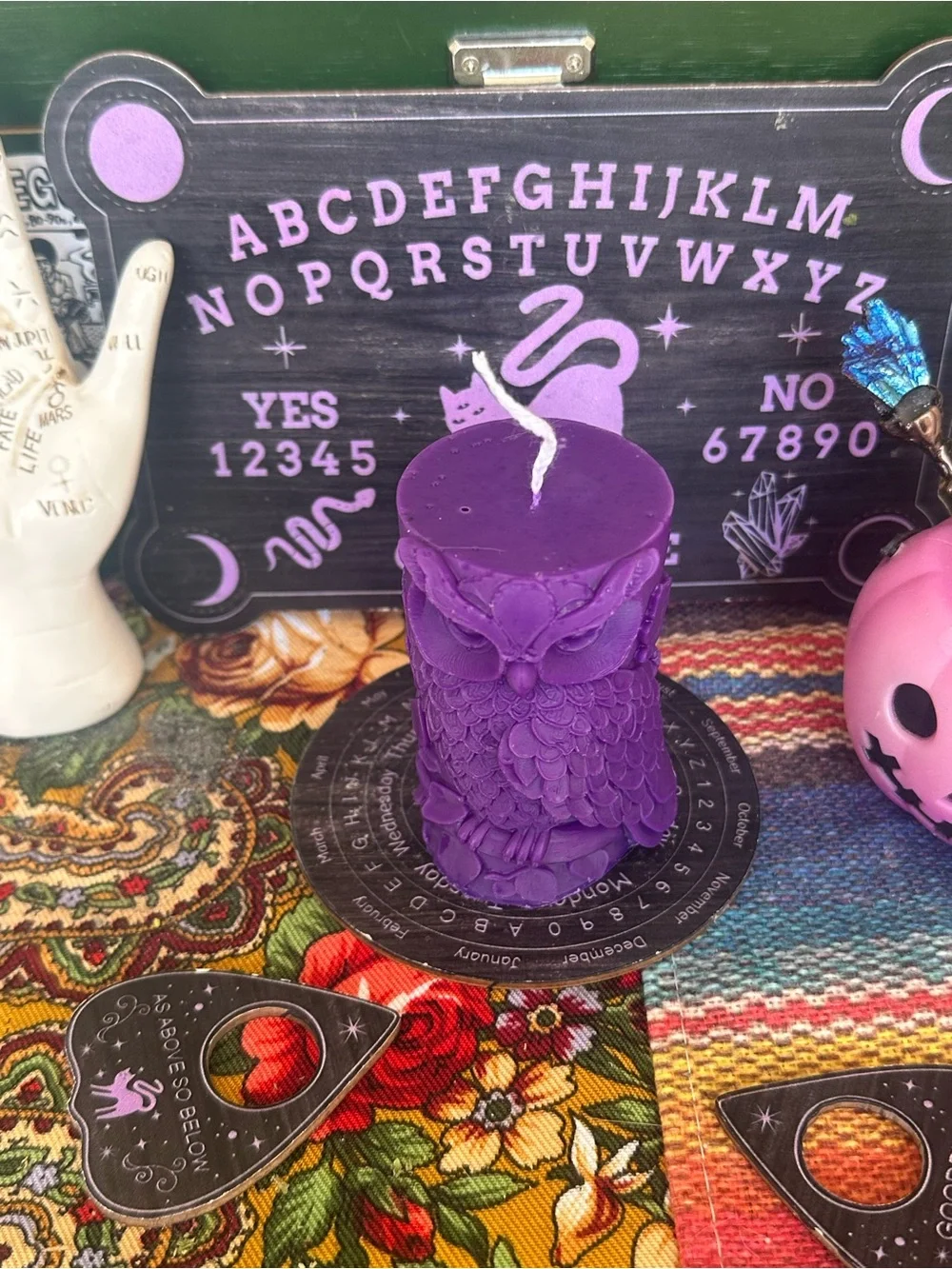 Purple Owl Pillar Candle
